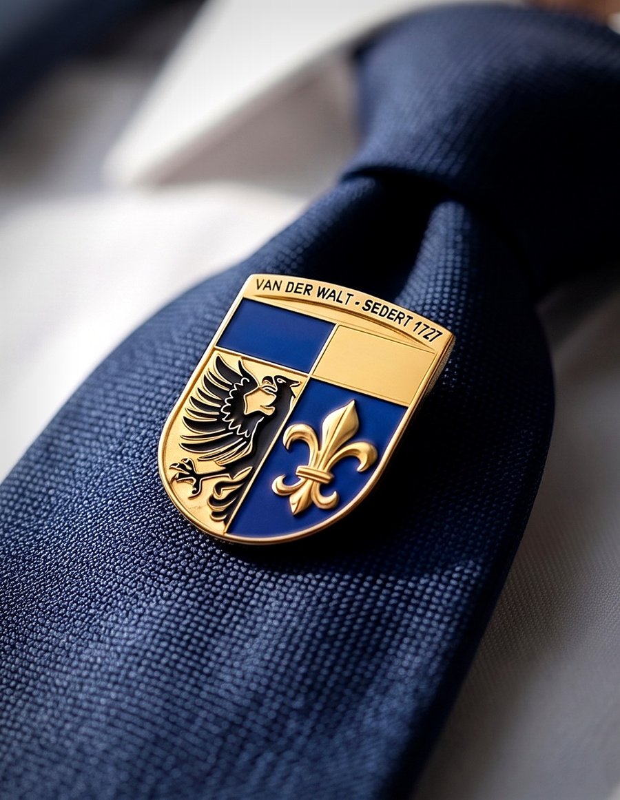 The Van der Walt pin worn on a tie